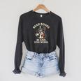 Read Books Be Kind Stay Weird Dog Boston Terrier Reading Raglan Sleeve Sweatshirt Dark Grey Heather