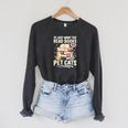 Read Books And Pet Cats Cat Lover Women Girls Kids Raglan Sleeve Sweatshirt Dark Grey Heather