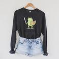 We Read At Dawn Bookish Frog Reading Raglan Sleeve Sweatshirt Dark Grey Heather