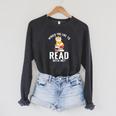 Would You Like To Read With Me Hamster Book Raglan Sleeve Sweatshirt Dark Grey Heather
