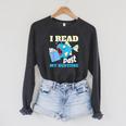 I Read Past My Bed Time Book Reading Anglerfish Librarian Raglan Sleeve Sweatshirt Dark Grey Heather