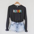 Reader I Am Bookworm Librarian I Heart Read Book Lover Raglan Sleeve Sweatshirt Dark Grey Heather