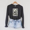 The Reader Skeleton Book Lover Tarot Card Reading Book Raglan Sleeve Sweatshirt Dark Grey Heather