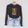 The Reader Skeleton Reading Books Tarot Card Dark Academia Raglan Sleeve Sweatshirt Dark Grey Heather
