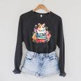 Reading Books Booklover Hamster And Watercolor Books Raglan Sleeve Sweatshirt Dark Grey Heather