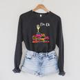 Reading Books Librarian Reader Nerd I'm Ok Teacher School Raglan Sleeve Sweatshirt Dark Grey Heather