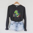 Reading Dinosaur Book Lover Cute Dino Reading Raglan Sleeve Sweatshirt Dark Grey Heather Reading Dinosaur Book Lover Cute Dino Reading Raglan Sleeve Sweatshirt Dark Grey Heather