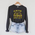 Reading Is Lit Book Reading Literary Pun Joke Premium Tri-Blend Raglan Sleeve Sweatshirt Dark Grey Heather
