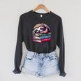 Reading Muffler Sloth On Stack Of Books Raglan Sleeve Sweatshirt Dark Grey Heather