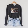 Reading Because Murder Is Wrong Cat Book Lovers Reading Book For Men Women Raglan Sleeve Sweatshirt Dark Grey Heather