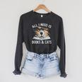 Reading All I Need Is Books & Cats Raglan Sleeve Sweatshirt Dark Grey Heather Reading All I Need Is Books & Cats Raglan Sleeve Sweatshirt Dark Grey Heather