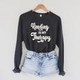 Reading Is My Therapy Book Lover Bookworm Reader Raglan Sleeve Sweatshirt Dark Grey Heather