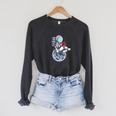 Reading Read Books Reader Nerd Cartoon Astronaut Moon Raglan Sleeve Sweatshirt Dark Grey Heather
