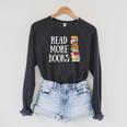 Reading Reader Read More Books Librarian Literature Teacher Raglan Sleeve Sweatshirt Dark Grey Heather