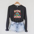 Reading Is My Superpower Bookworm Book Lover Raglan Sleeve Sweatshirt Dark Grey Heather