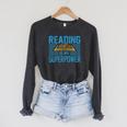 Reading Is My Superpower Read Books Lover Womens Mens Raglan Sleeve Sweatshirt Dark Grey Heather