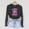 Reading Is Out Of This World Astronaut Reading Book Space Raglan Sleeve Sweatshirt Dark Grey Heather Reading Is Out Of This World Astronaut Reading Book Space Raglan Sleeve Sweatshirt Dark Grey Heather