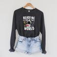 Reading Is Out Of This World Space Books Lover Performance Raglan Sleeve Sweatshirt Dark Grey Heather
