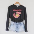 Readolotl An Axolotl That Read Many Books Axolotl Raglan Sleeve Sweatshirt Dark Grey Heather