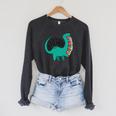 Readosaurus Cute Dinosaur Reading Books Reading Raglan Sleeve Sweatshirt Dark Grey Heather