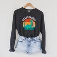 Readosaurus Reading Book Dino Fossils Dinsosaur Raglan Sleeve Sweatshirt Dark Grey Heather