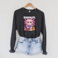 Readsalotl Axolotl Reading Book Bookworm Raglan Sleeve Sweatshirt Dark Grey Heather Readsalotl Axolotl Reading Book Bookworm Raglan Sleeve Sweatshirt Dark Grey Heather