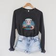 Readsolotl Book Lover Reading Axolotl Kids Reader Raglan Sleeve Sweatshirt Dark Grey Heather