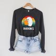 Retro Book Ghost Reading Halloween Teacher Men Women Raglan Sleeve Sweatshirt Dark Grey Heather Retro Book Ghost Reading Halloween Teacher Men Women Raglan Sleeve Sweatshirt Dark Grey Heather