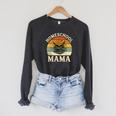 Retro Floral Homeschool Mama Wildflower Book Stack Aesthetic Raglan Sleeve Sweatshirt Dark Grey Heather