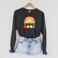 Retro Open Book Rainbow Reading Graphic Raglan Sleeve Sweatshirt Dark Grey Heather