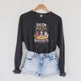 Retro Salem Book Club Bookish Witchy Spooky Halloween Raglan Sleeve Sweatshirt Dark Grey Heather