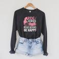 Ride Horses Read Books Be Happy Raglan Sleeve Sweatshirt Dark Grey Heather