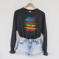RtY Book Colorful Art Painting Graphic Motif Book Small Raglan Sleeve Sweatshirt Dark Grey Heather