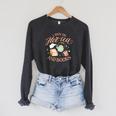 I Run ON HOT Tea & Books Reader Reading Meme Raglan Sleeve Sweatshirt Dark Grey Heather
