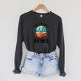 Save Earth It's Only Planet With Books Reader Earth Day Raglan Baseball Tee Raglan Sleeve Sweatshirt Dark Grey Heather