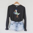 Seagull Reading Book Librarian Raglan Sleeve Sweatshirt Dark Grey Heather