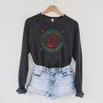 He Sees What You'Ve Been Reading Christmas Book Lover Shirt Raglan Sleeve Sweatshirt Dark Grey Heather