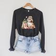 Shih Tzu Dog Garden Collections Books And Strawberries Raglan Sleeve Sweatshirt Dark Grey Heather