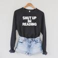 Shut Up I'm Reading Book Club Raglan Sleeve Sweatshirt Dark Grey Heather Shut Up I'm Reading Book Club Raglan Sleeve Sweatshirt Dark Grey Heather