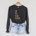 Sip Coffee Pet Cats Read Books Repeat Book Cat Lover Raglan Sleeve Sweatshirt Dark Grey Heather