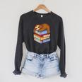 Sloth Napping On Book Stack Raglan Sleeve Sweatshirt Dark Grey Heather