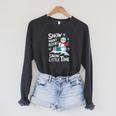Snow Many Books Snow Little Time Bookworm Snowman Reading Raglan Sleeve Sweatshirt Dark Grey Heather