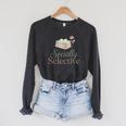 Socially Selective Shirt Subtle Introvert Book Lover Raglan Sleeve Sweatshirt Dark Grey Heather