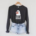 Sorry Im Boooked Reading Ghost Book Meme Raglan Sleeve Sweatshirt Dark Grey Heather