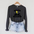 Speed Reader Book Lover Reading Raglan Sleeve Sweatshirt Dark Grey Heather