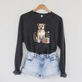 Staffordshire Bull Terrier Books Flowers Book Reading Raglan Sleeve Sweatshirt Dark Grey Heather Staffordshire Bull Terrier Books Flowers Book Reading Raglan Sleeve Sweatshirt Dark Grey Heather