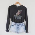 Stuffed T Rex Trex Stuffy Books Nerds Dinosaur Costume Trex Raglan Sleeve Sweatshirt Dark Grey Heather