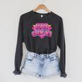 Super Glam-Ma Superhero Grandmother Comic Book Raglan Sleeve Sweatshirt Dark Grey Heather