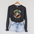 Support Your Local Library Retro Librarian Vintage Read Book Raglan Sleeve Sweatshirt Dark Grey Heather