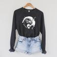 T-Rex Bookworm Book Reading Dinosaur Lover Raglan Sleeve Sweatshirt Dark Grey Heather